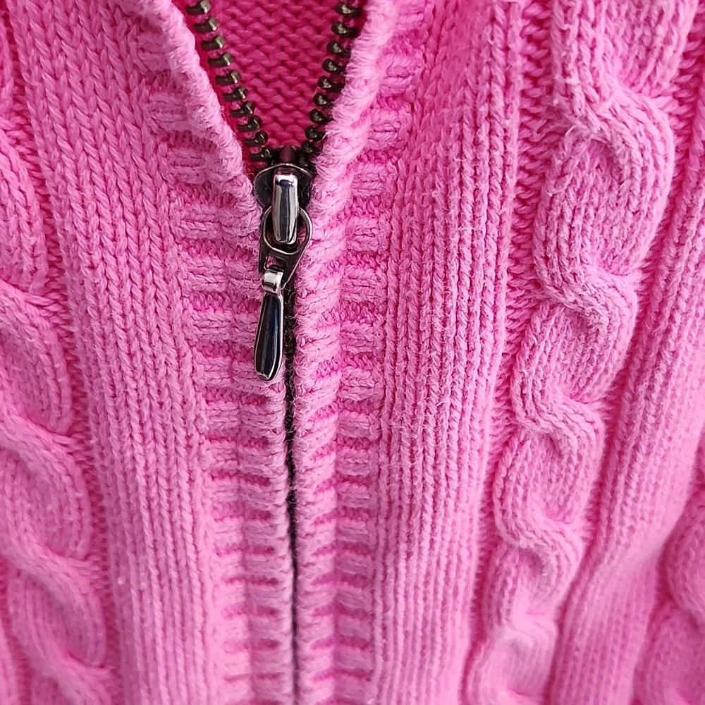 Lilly Pultizer Hot Pink Cable Knit Zip Up Hoodie Small - Picture 4 of 15